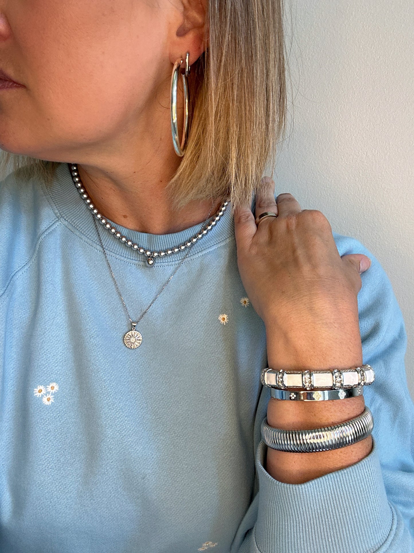 Silver Pearls Necklace