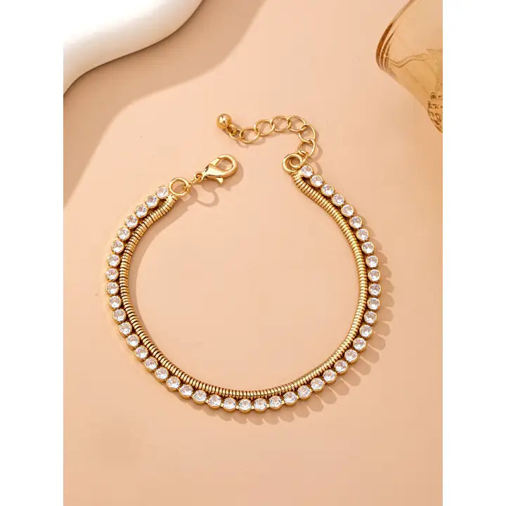Double Gold Crystal Bracelet