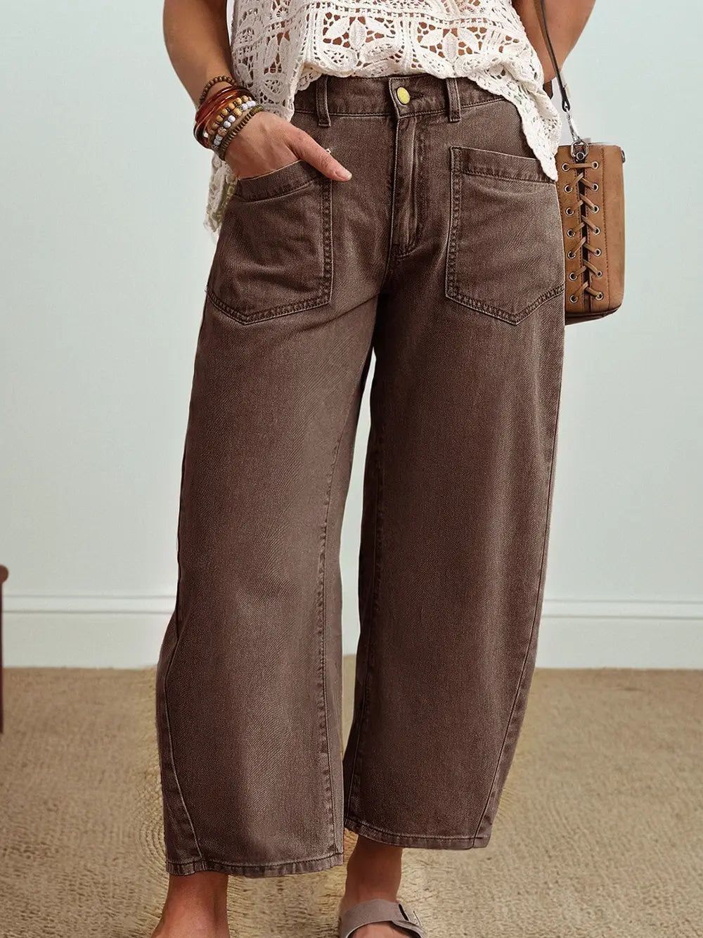 Coffee Brown Barrel Pants