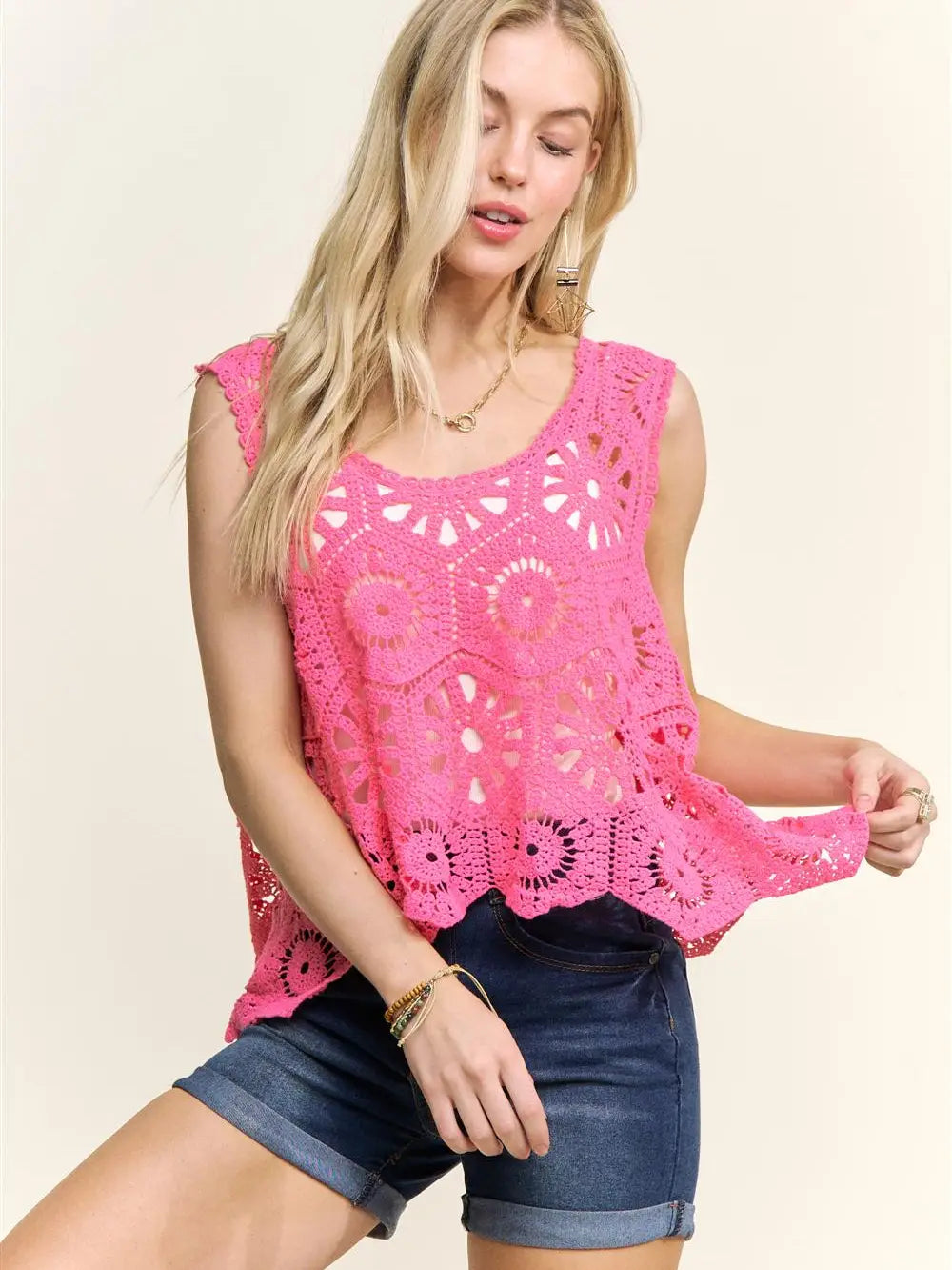 Bubblegum Pink Crochet Top