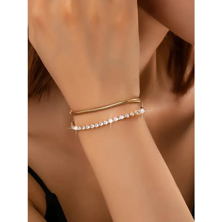 Double Gold Crystal Bracelet