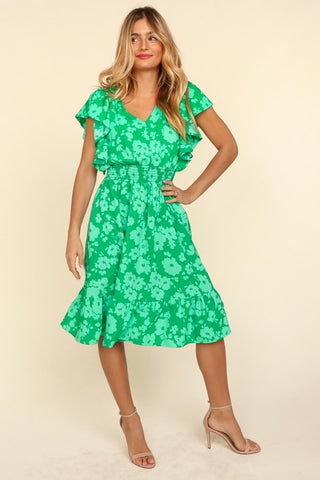 Summer Time Floral Dress in Kelly Green