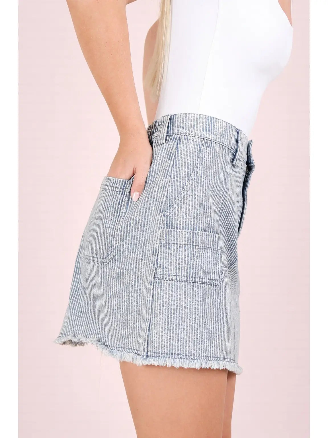 Pinstripe Denim Skirt
