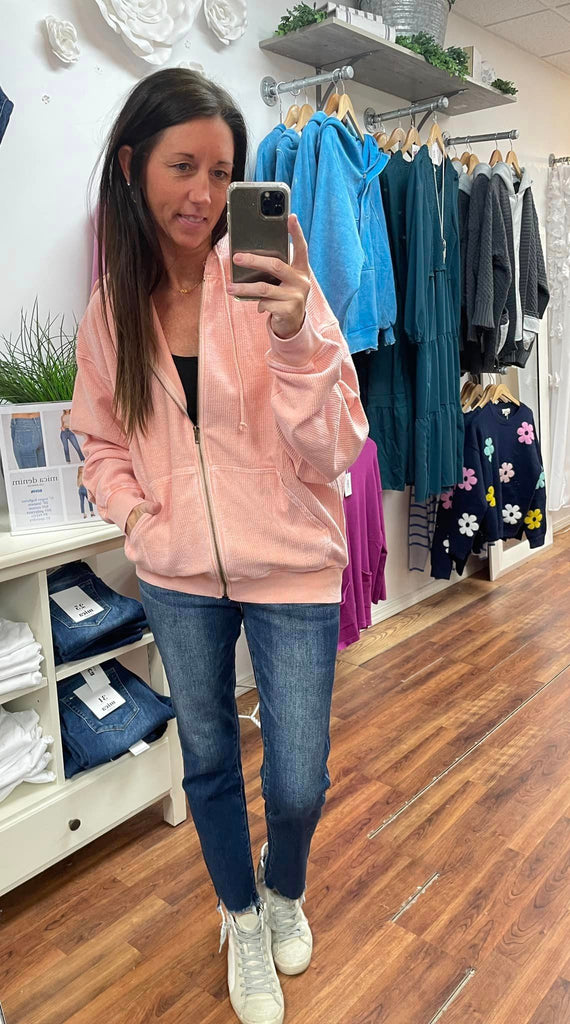 Oversized Vintage Hoodie Jacket in Pink