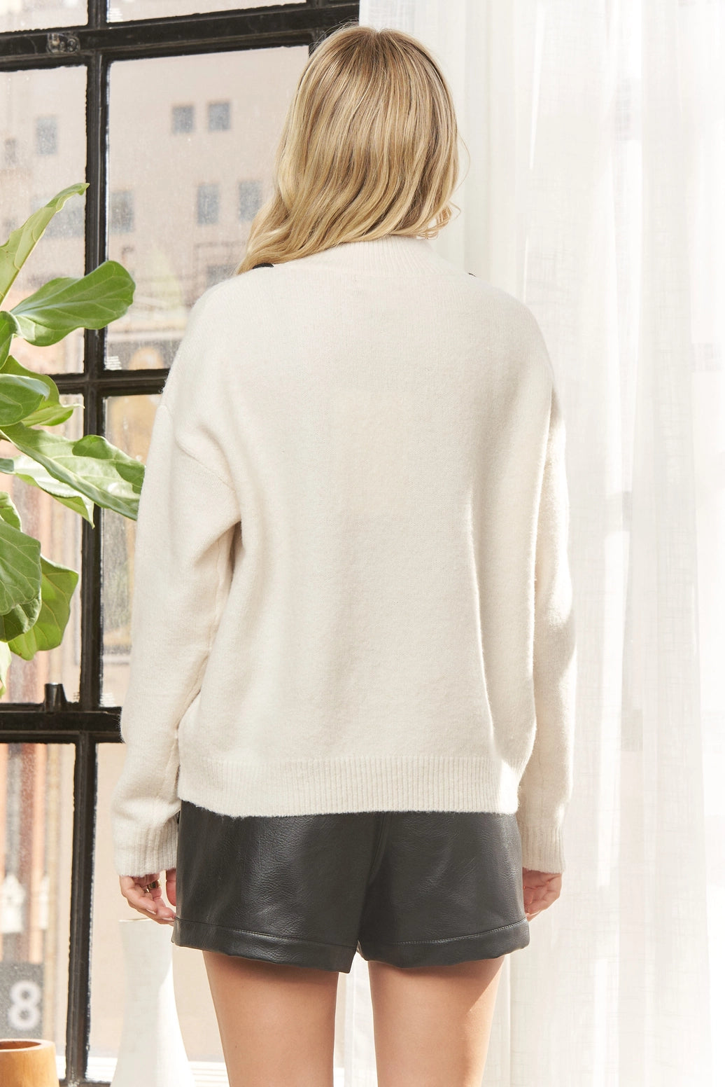 Stitched Crew Neck Sweater