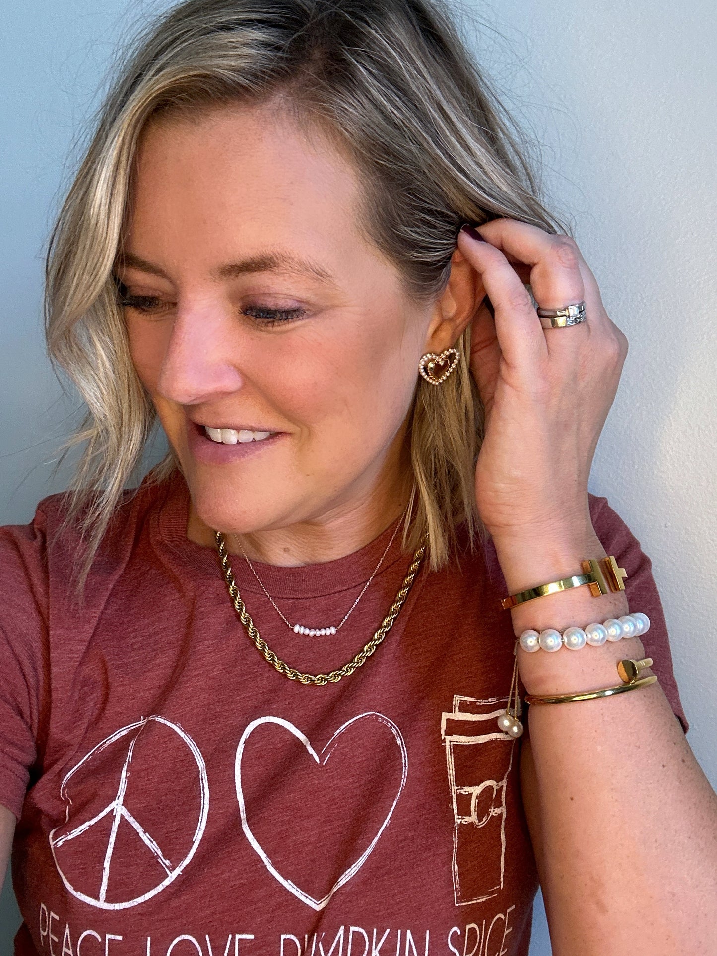 Pearl and Gold Hearts