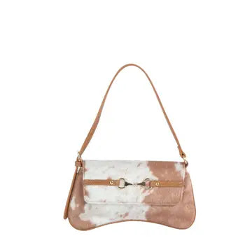 Cow Print Horsebit Flap Shoulder Bag