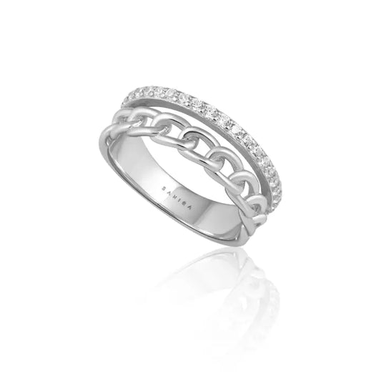 CZ Silver Chain Ring
