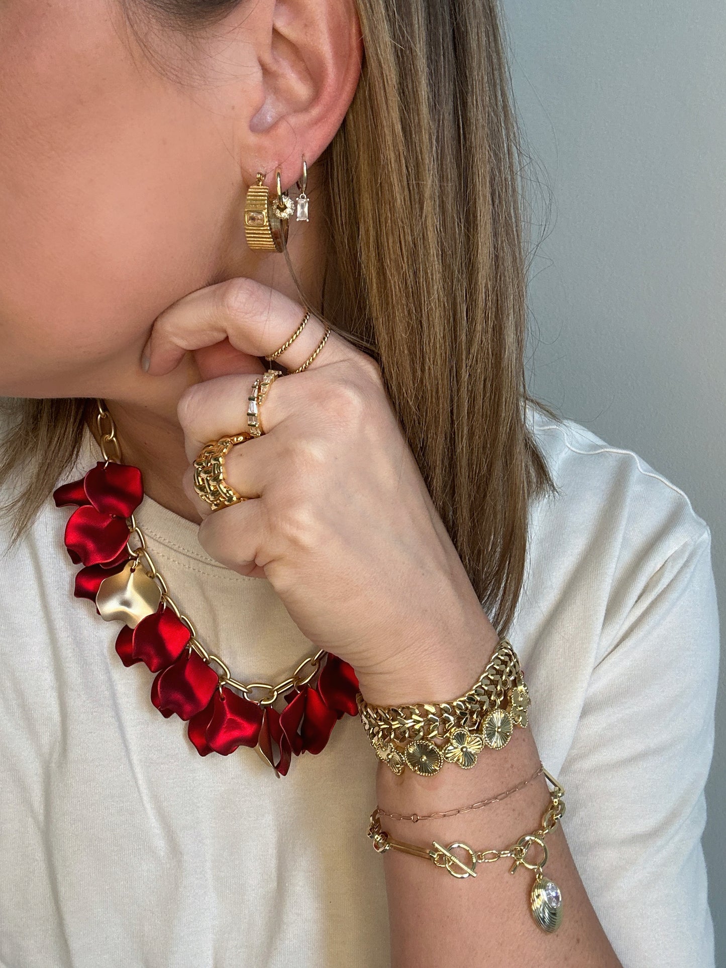Flower Petal Red Necklace