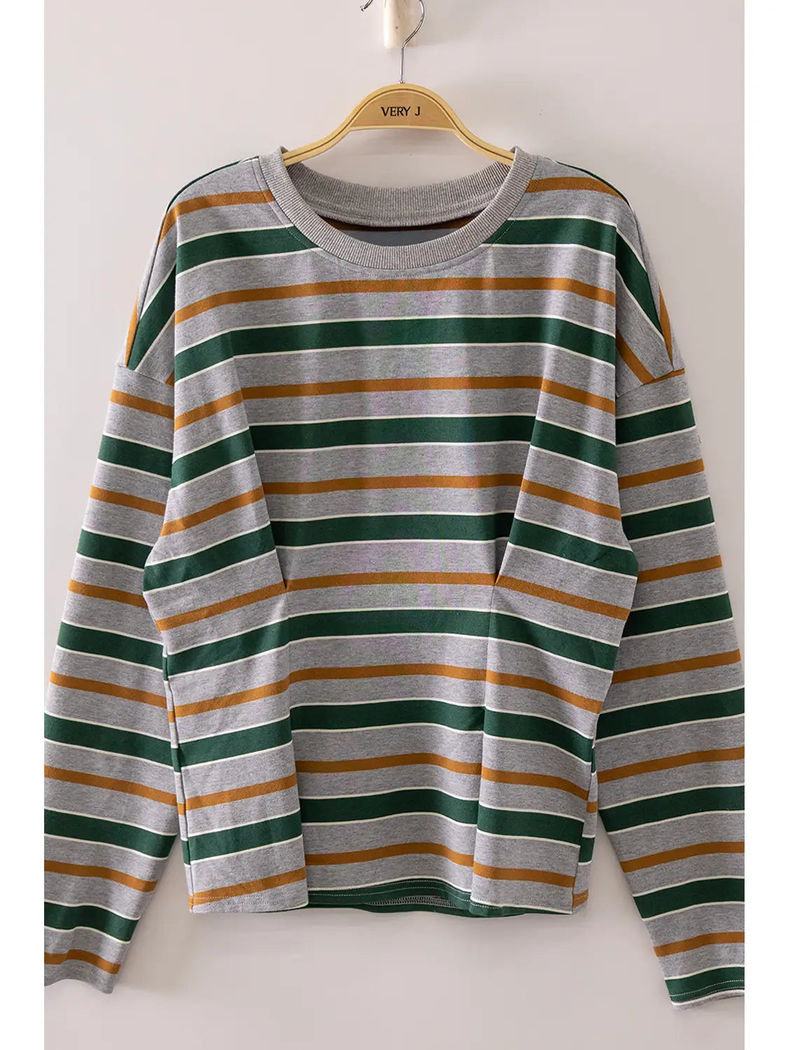 Green Stripe Pleated Top