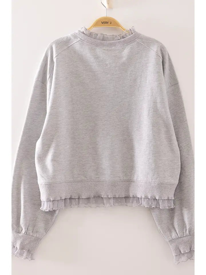 Lace Ruffle Sweatshirt