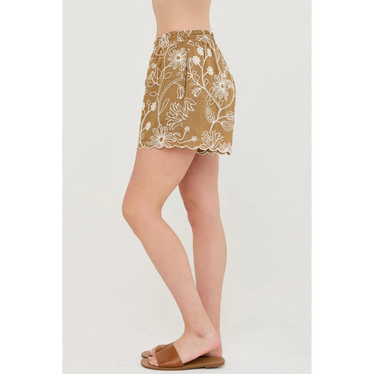 Embroidered Scallop Shorts