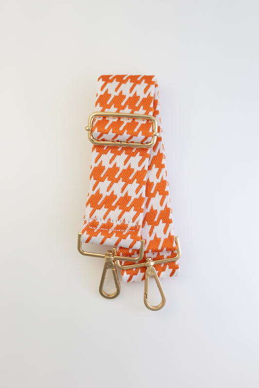 Orange and White Houndstooth Strap