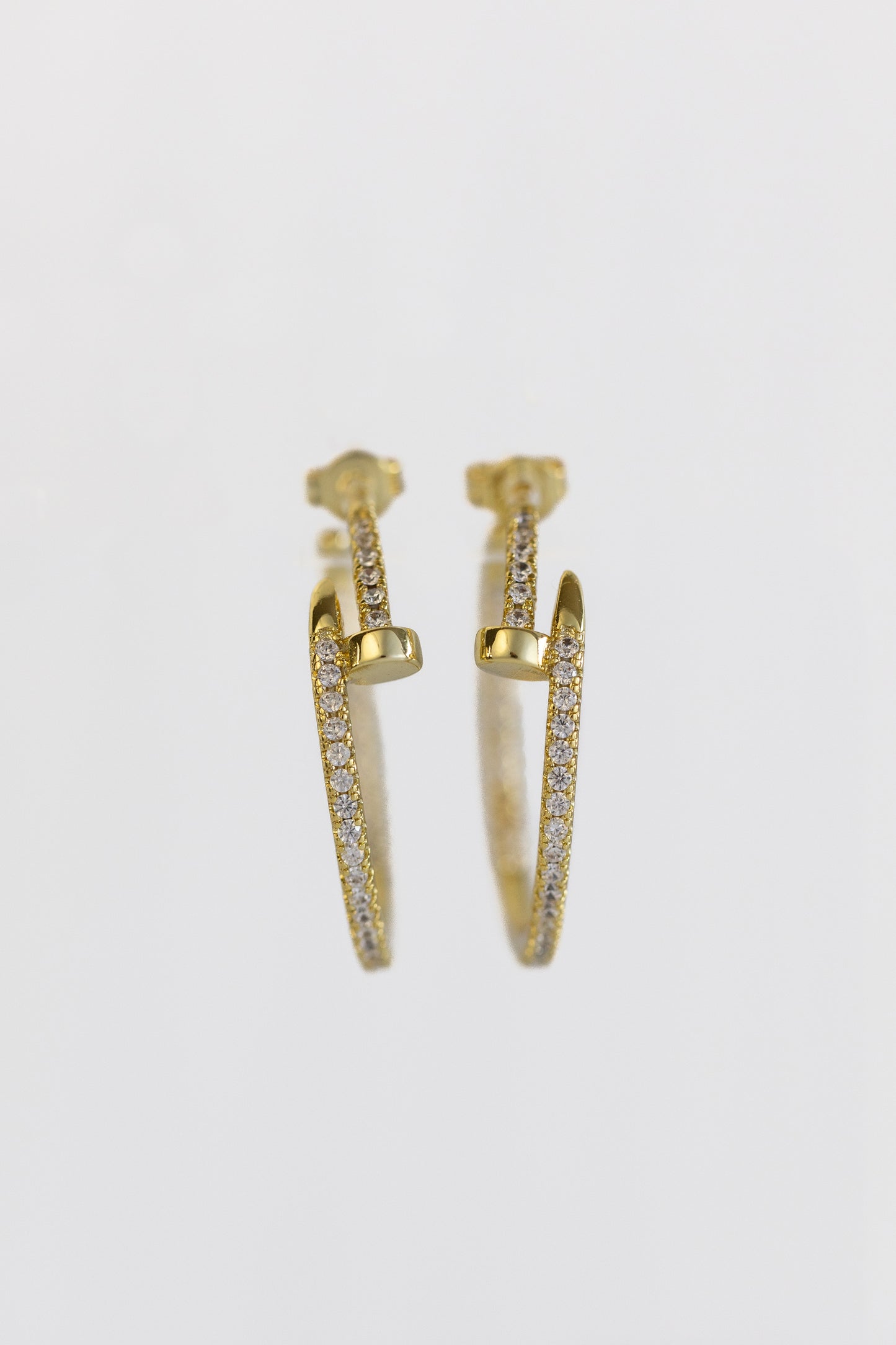 Diamond Nail Gold Hoop