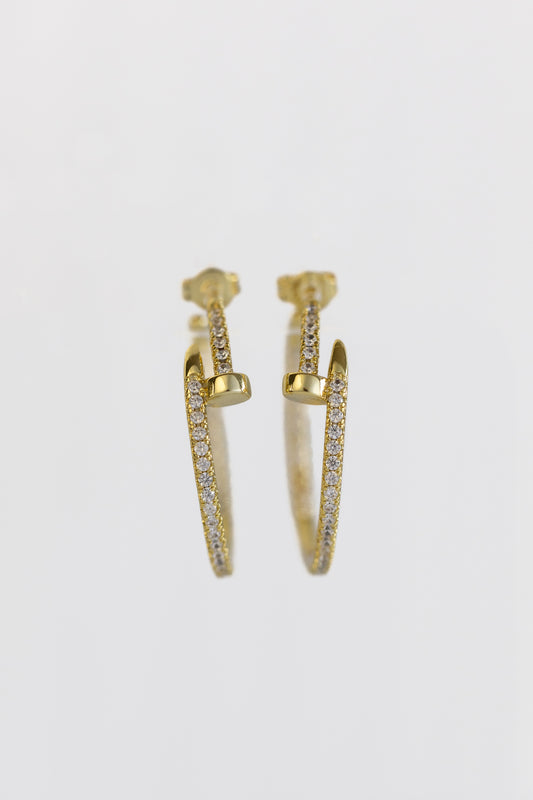 Diamond Nail Gold Hoop