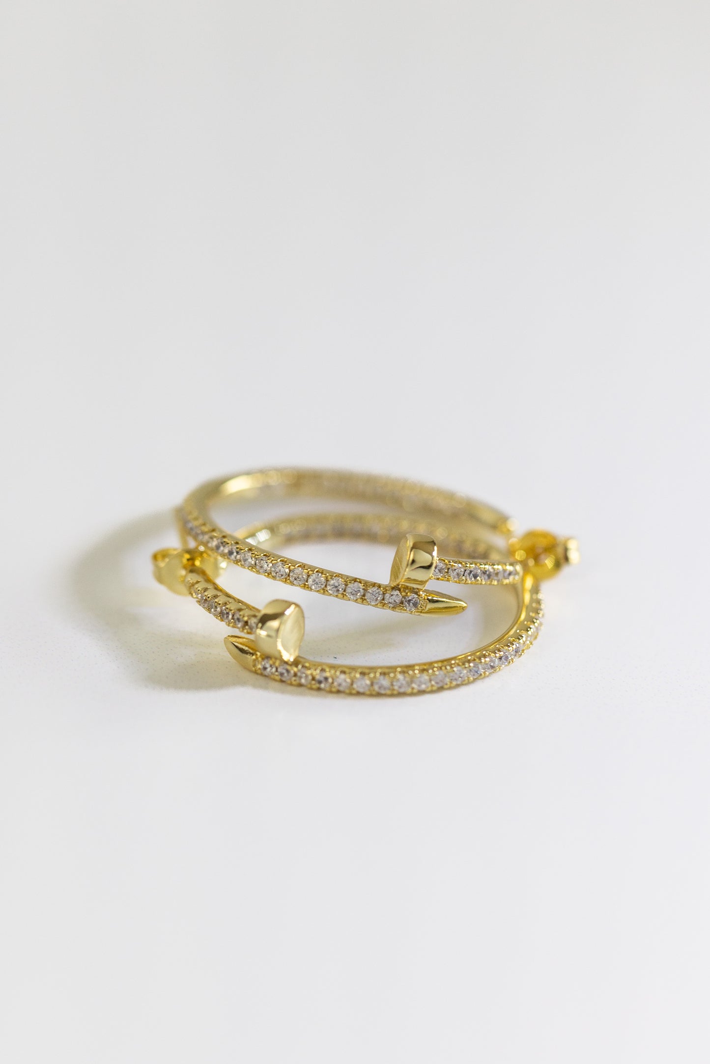 Diamond Nail Gold Hoop