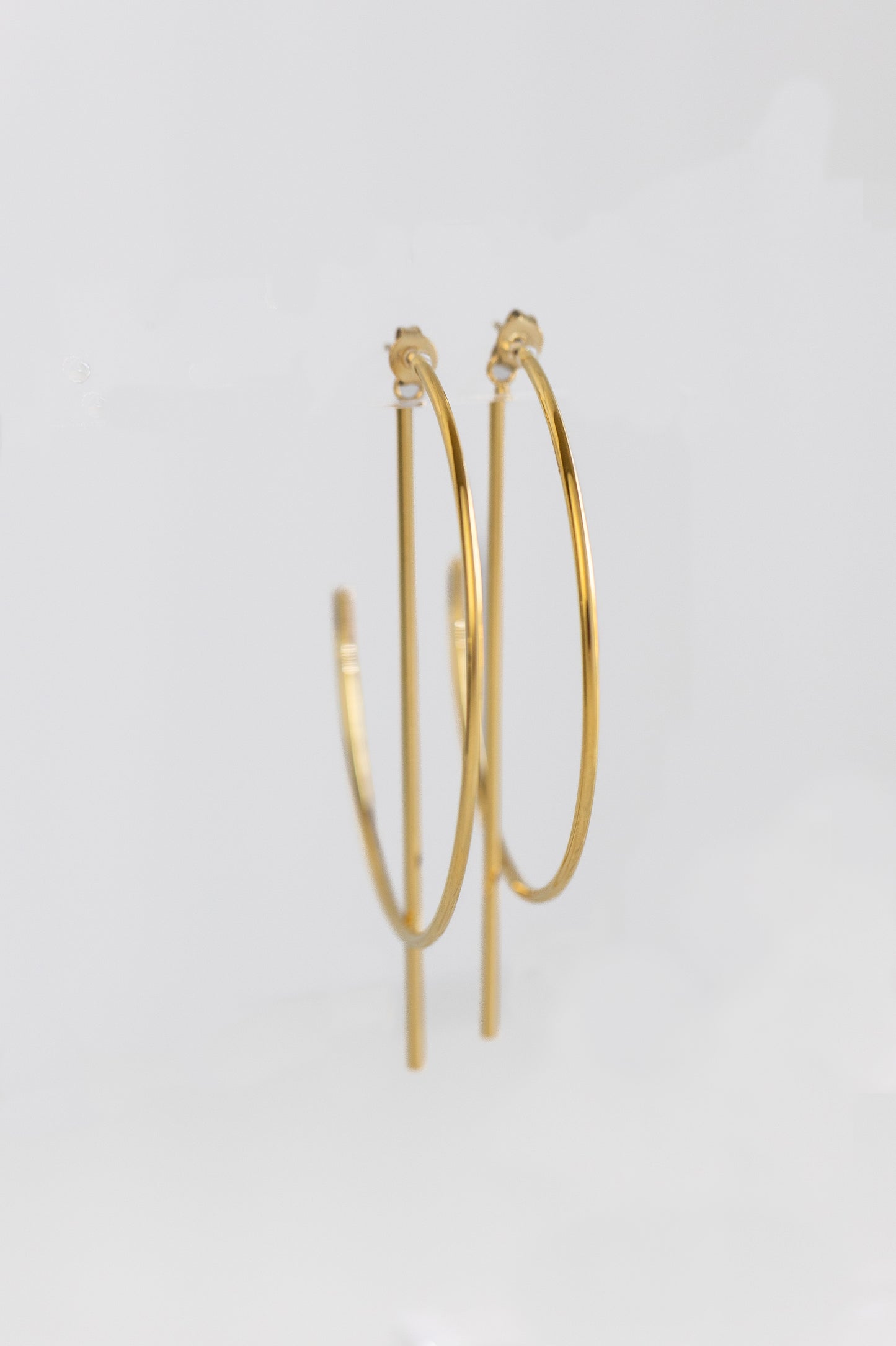 Bar Hoop Gold Earrings