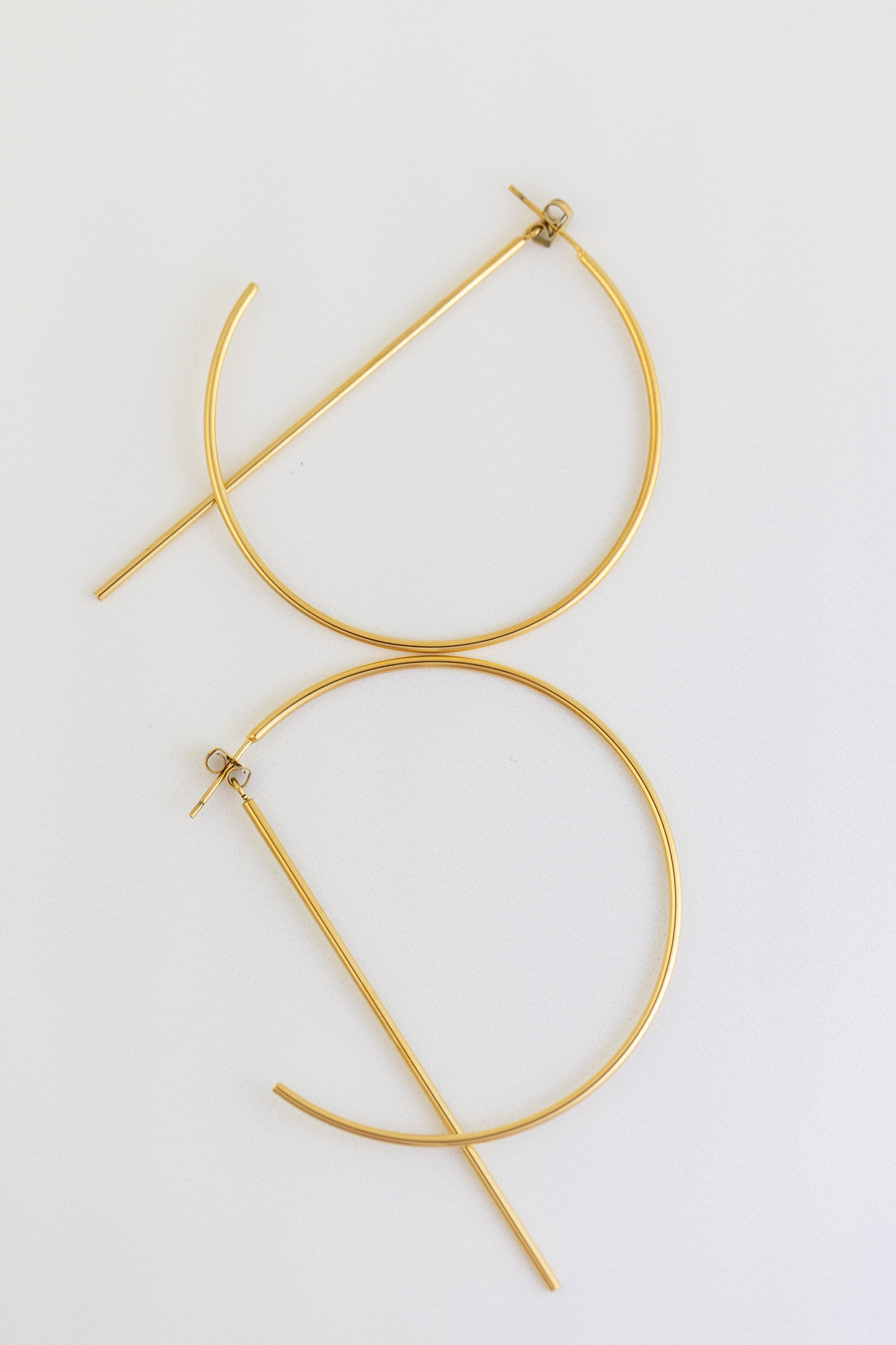 Bar Hoop Gold Earrings