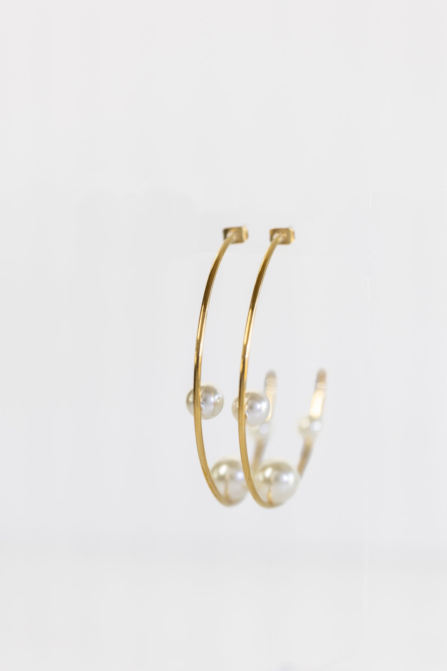 Gold Pearl Hoops
