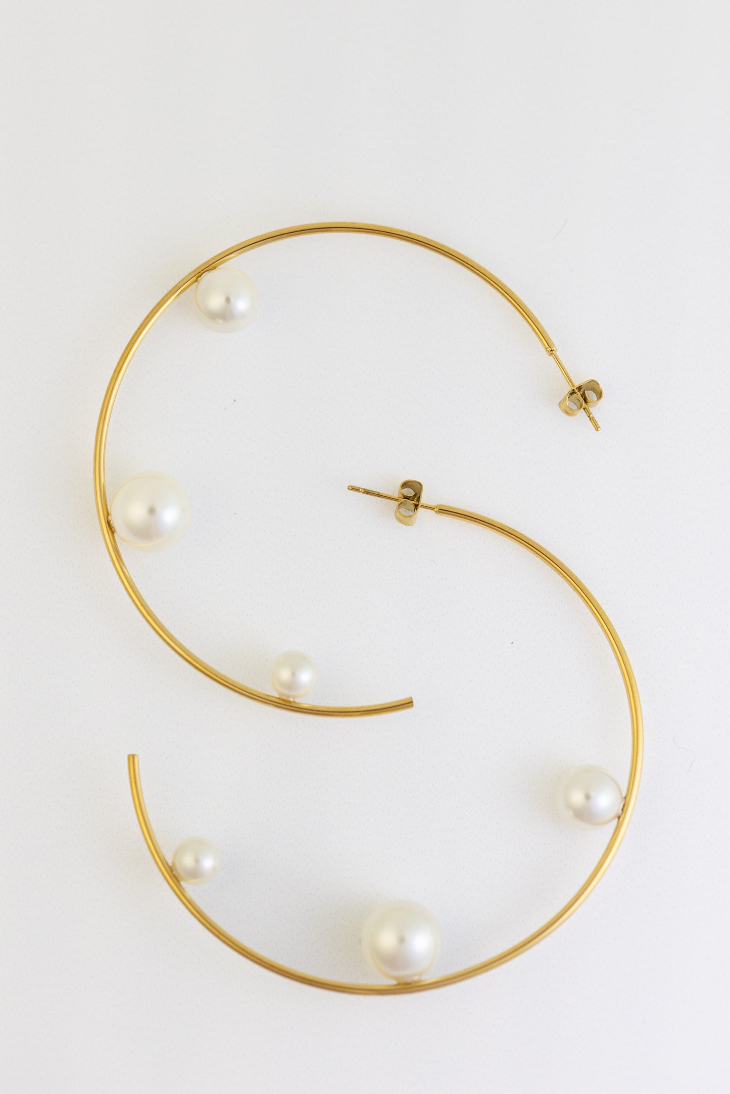 Gold Pearl Hoops