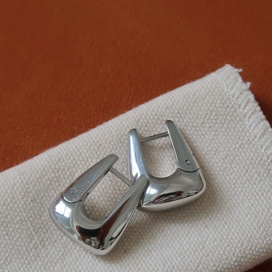 Geometric Silver Hoop