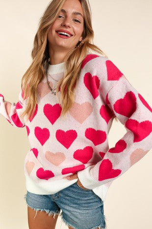 All Over Hearts Sweater (FINAL SALE ITEM)