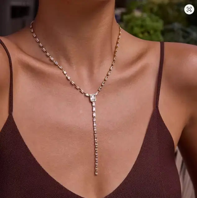 Gold Y CZ Necklace