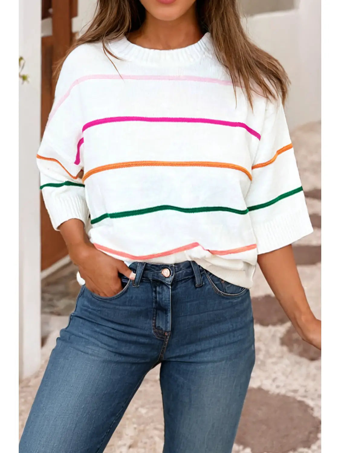 Color Stripe Half Sleeve
