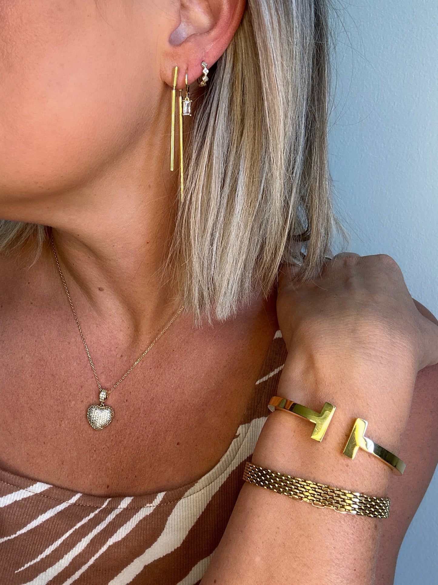 Sophie Gold Baguette Diamond Huggie