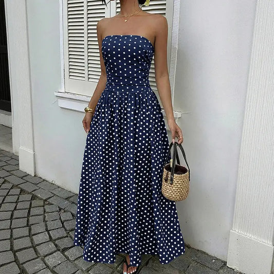 Polka Dot Strapless Dress
