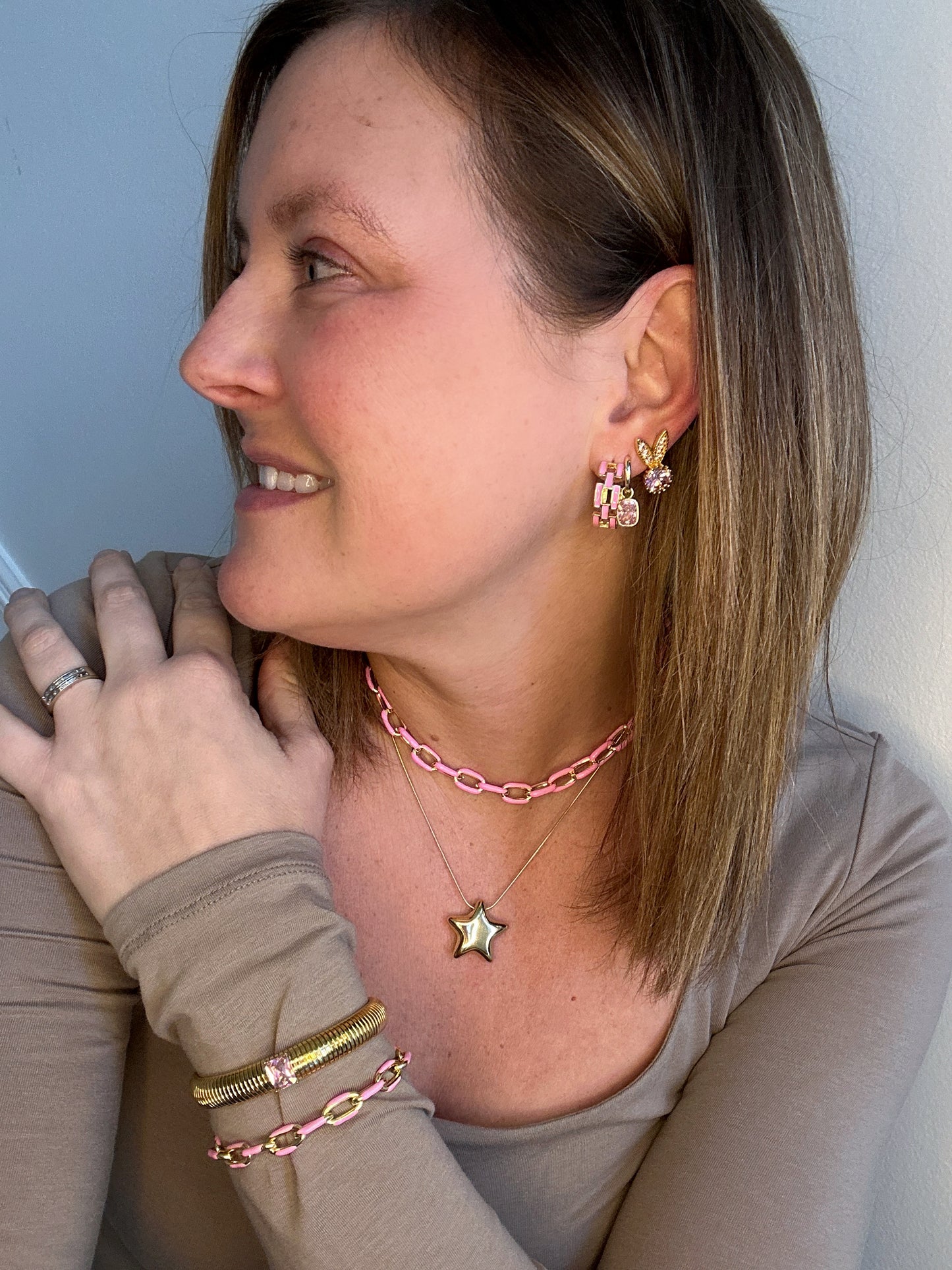 Penny Pink Chain Bracelet