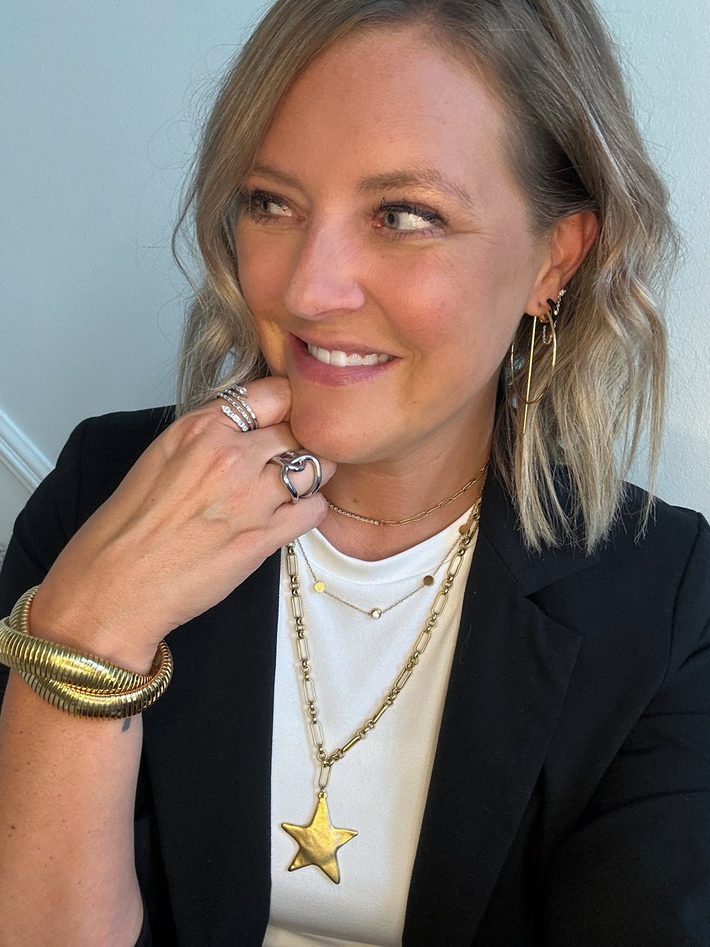 Bar Hoop Gold Earrings