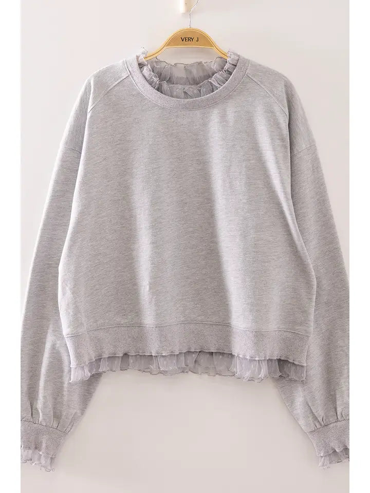 Lace Ruffle Sweatshirt