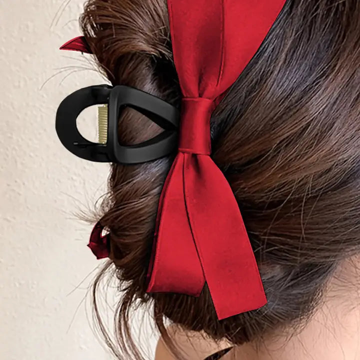 Red Bow Hair Claw