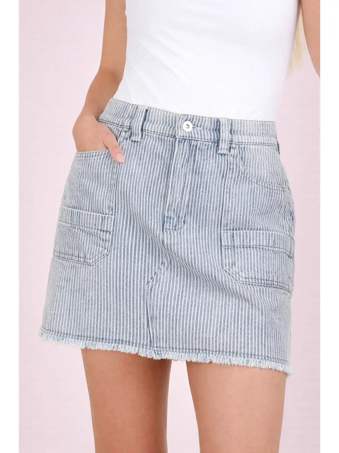 Pinstripe Denim Skirt