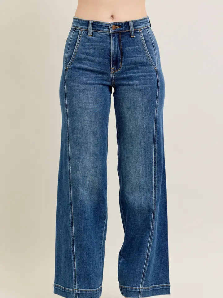 High Waisted Wide Leg Judy Blue Jean
