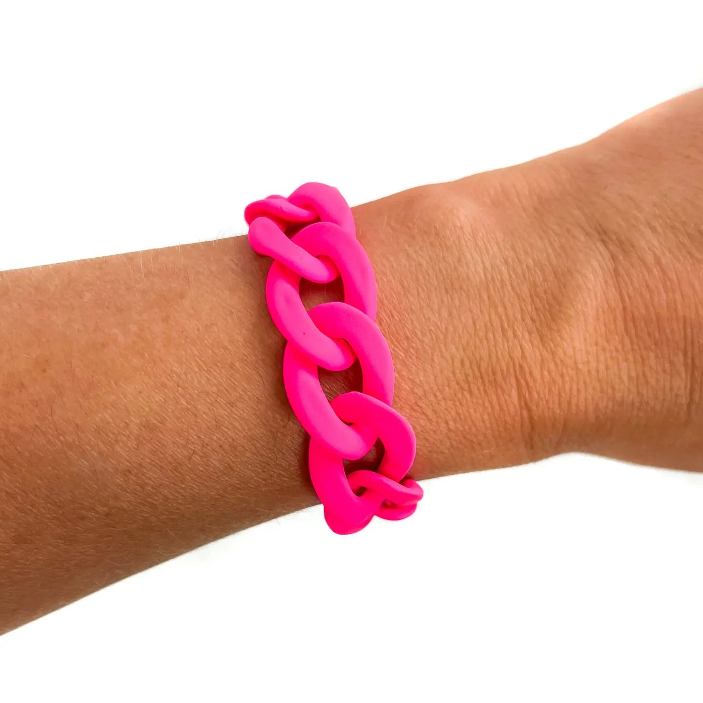 Matte Neon Pink Chain Bracelet