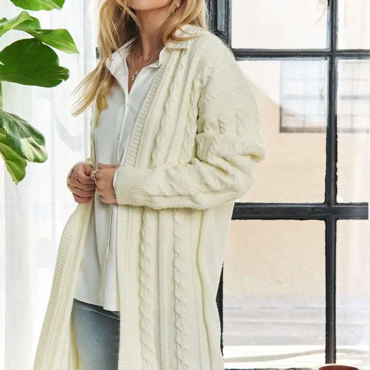 Cream Cable Knit Cardigan