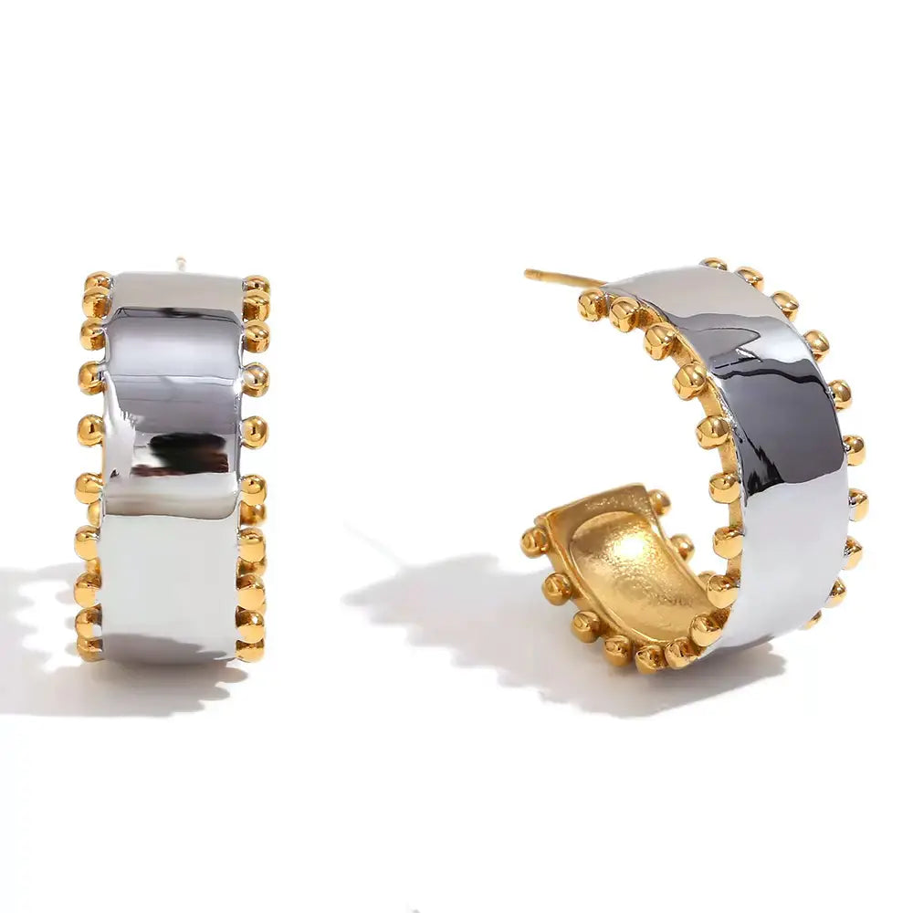 Beaded Silver/Gold Hoop