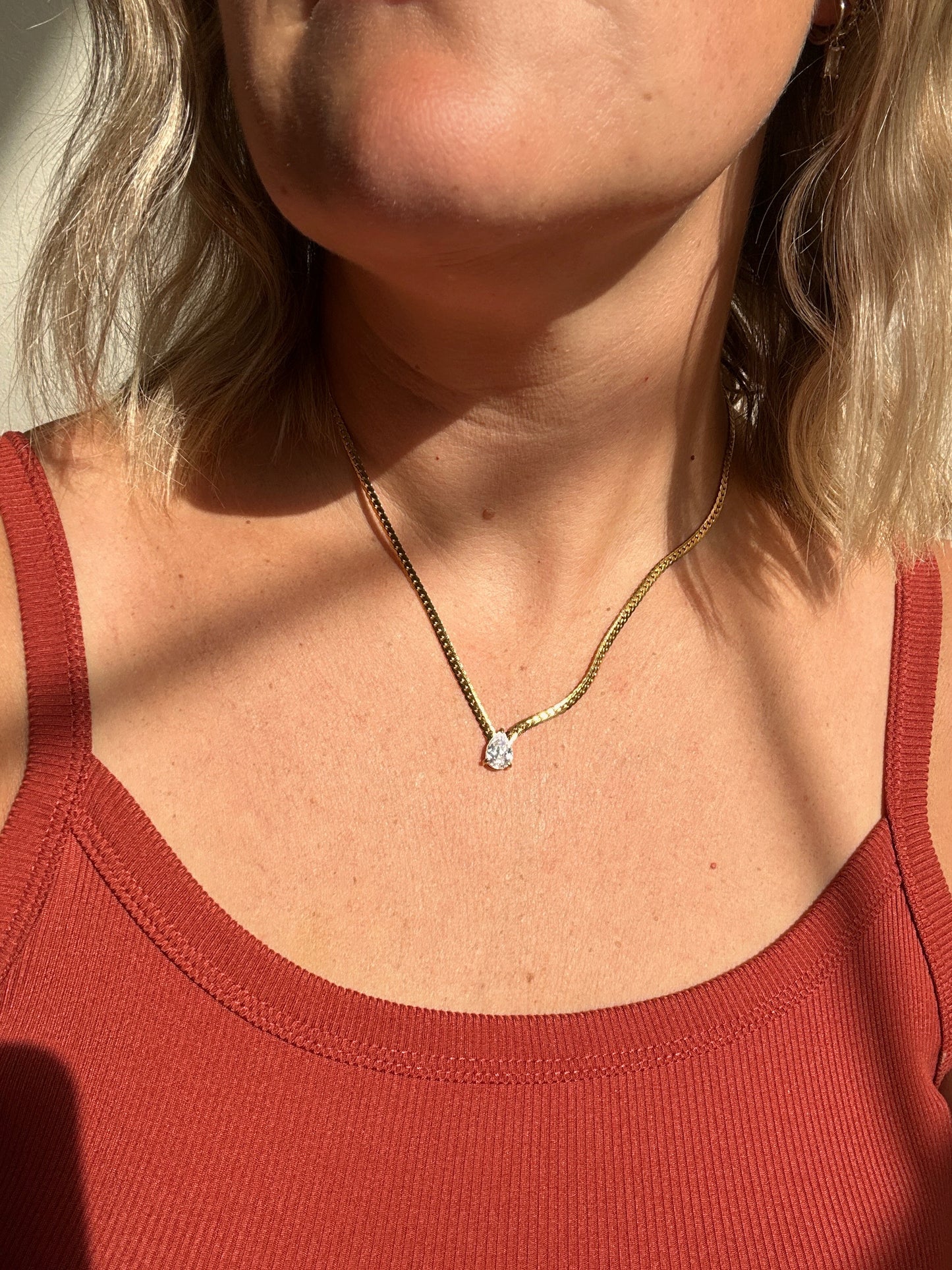 Pear Bling Chain Necklace