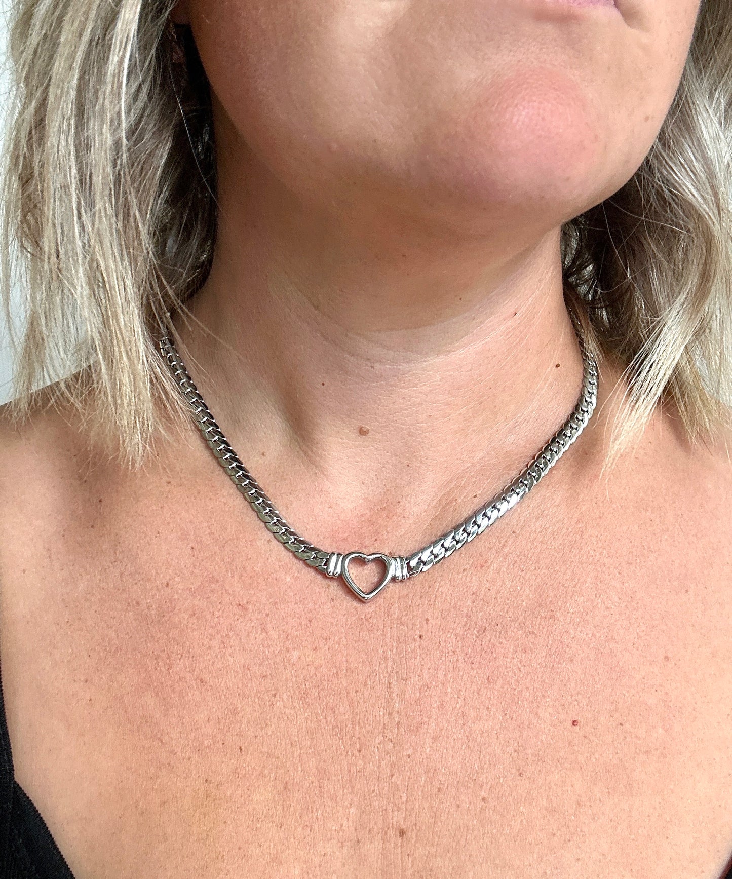 Cutout Silver Heart Necklace