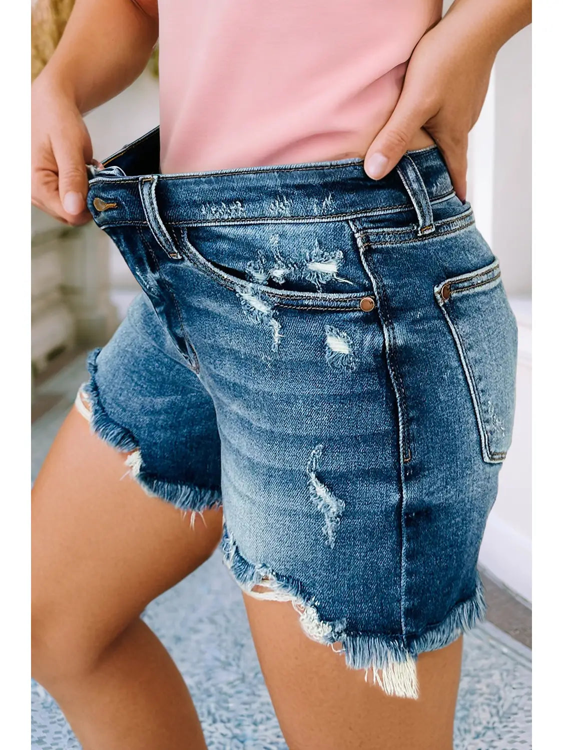 Raw Hem Distressed Jean Short