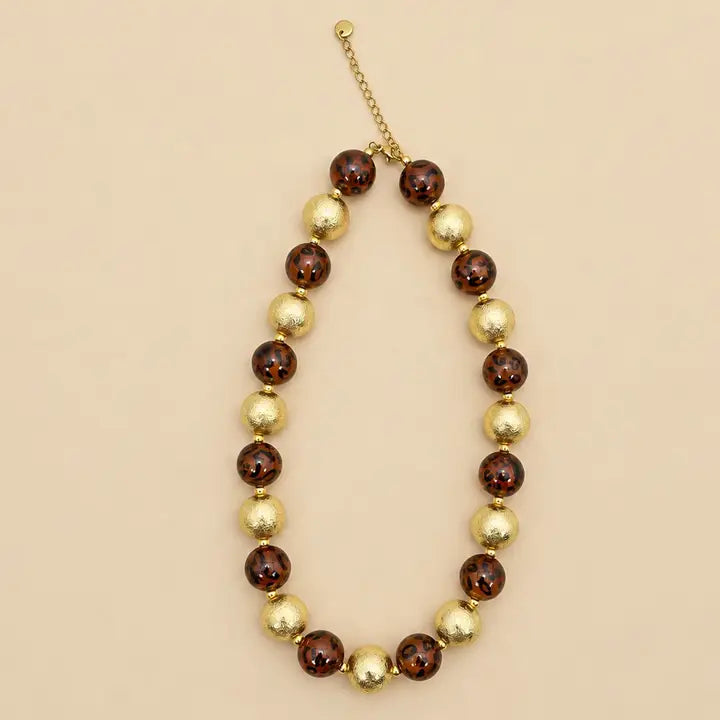 Leopard Gold Ball Necklace