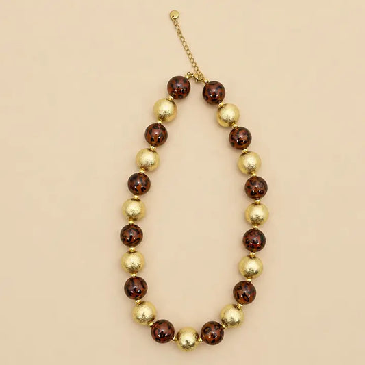 Leopard Gold Ball Necklace