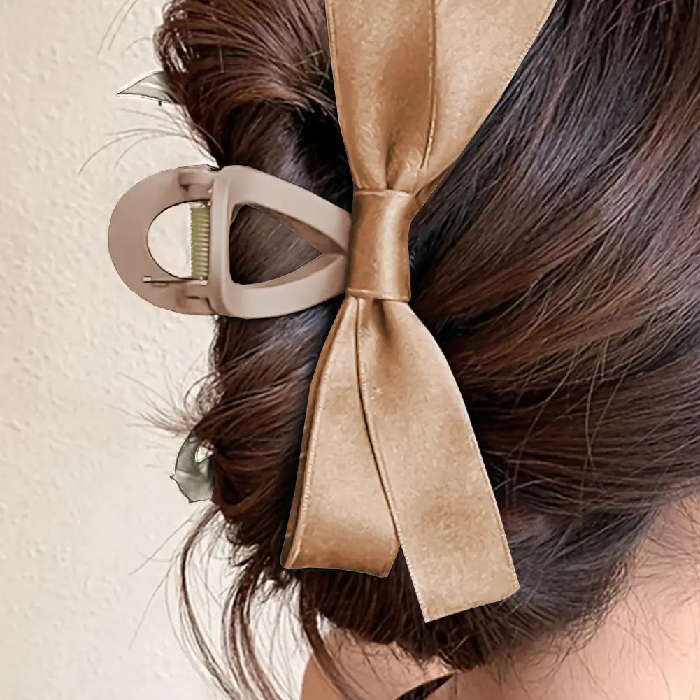 Beige Bow Hair Clip
