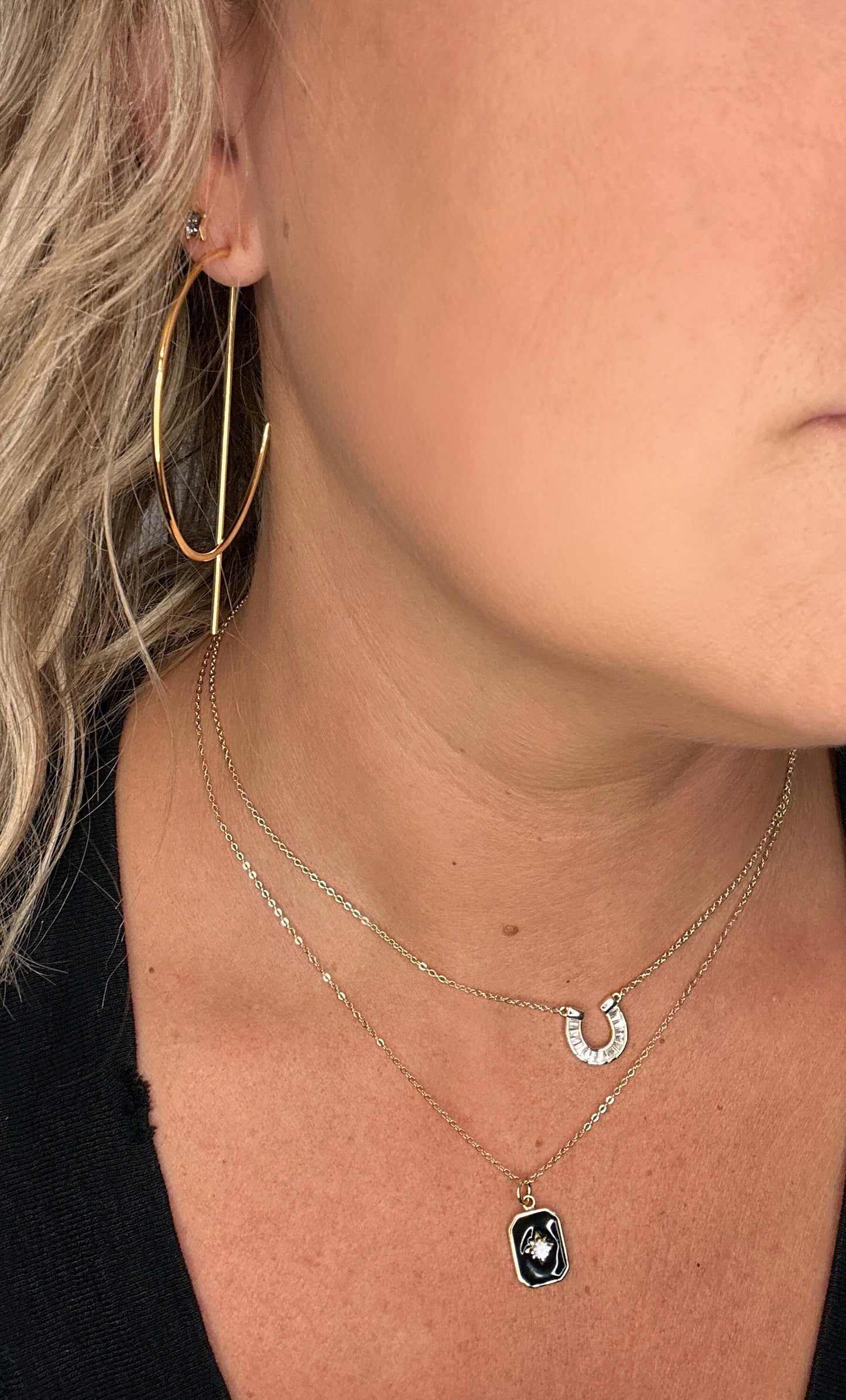 Bar Hoop Gold Earrings