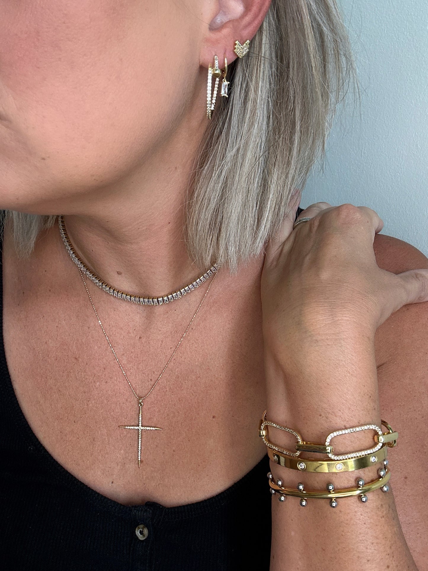 Sophie Gold Baguette Diamond Huggie