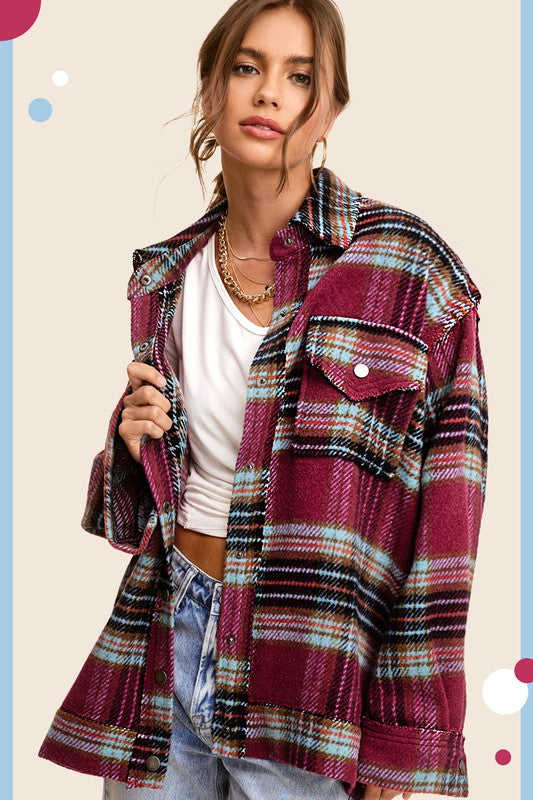 Burgundy Ember Plaid Shacket