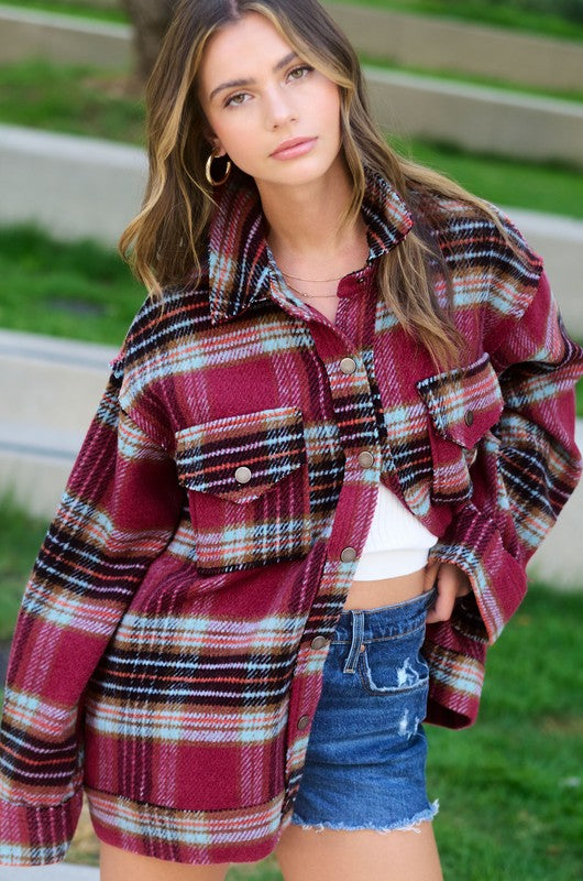 Burgundy Ember Plaid Shacket