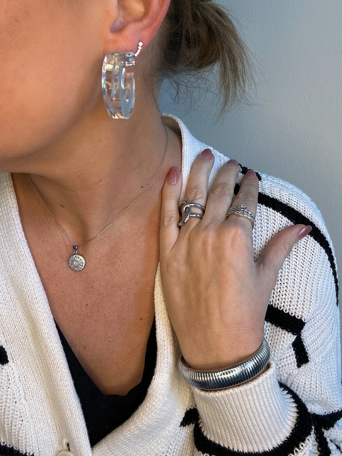 Baguette Wrap Around Silver Ring